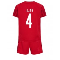 Fotbalové Dres Dánsko Simon Kjaer #4 Dětské Domácí MS 2022 Krátký Rukáv (+ trenýrky)